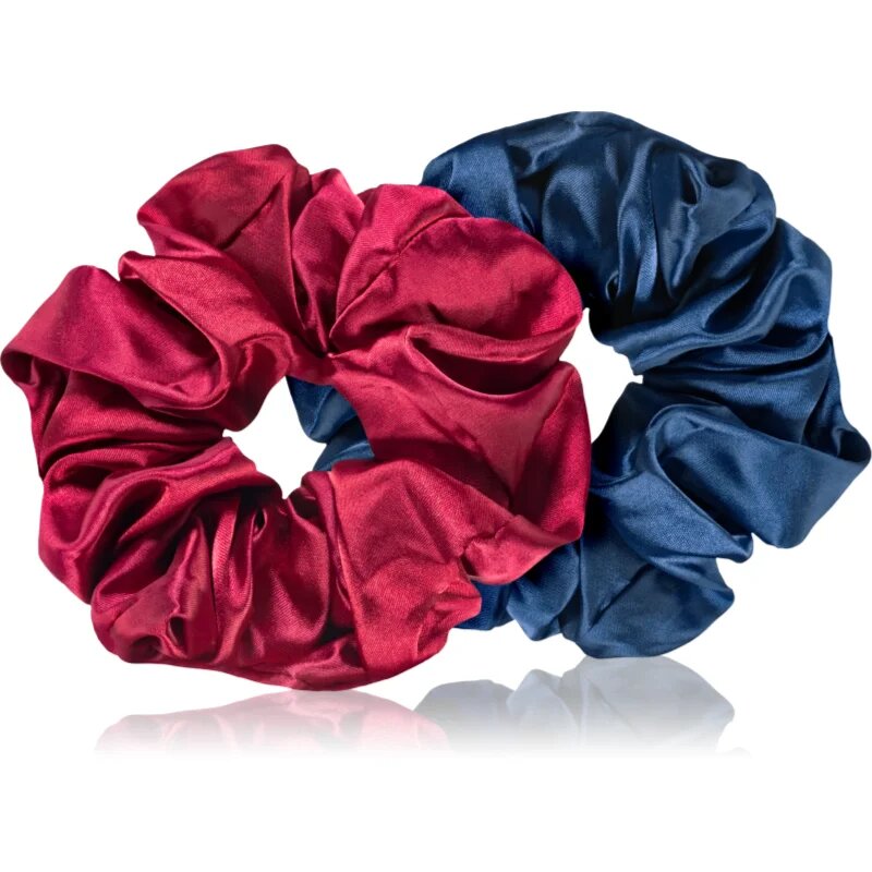BrushArt Hair Large satin scrunchie set elastike za lase Red & Blue