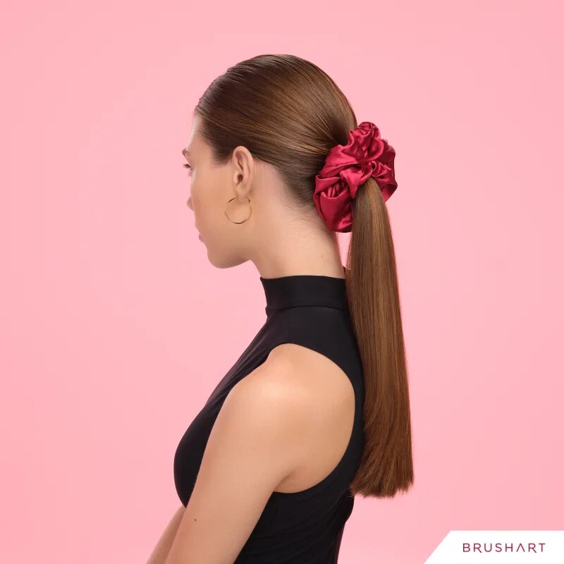 BrushArt Hair Large satin scrunchie set elastike za lase Red & Blue