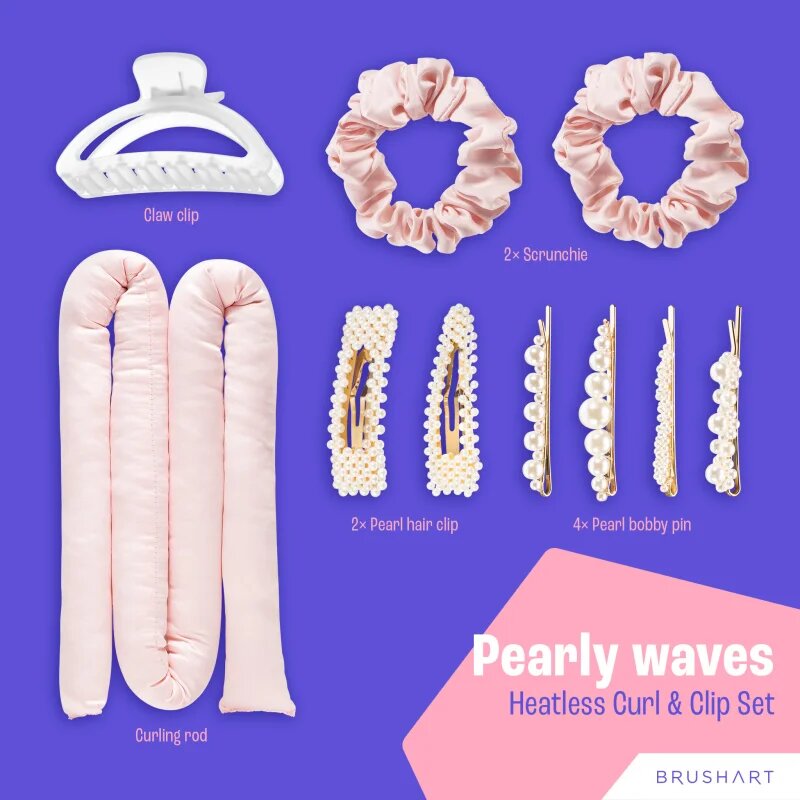 BrushArt Hair Pearly Waves Heatless Curl & Clip set set za kodranje las
