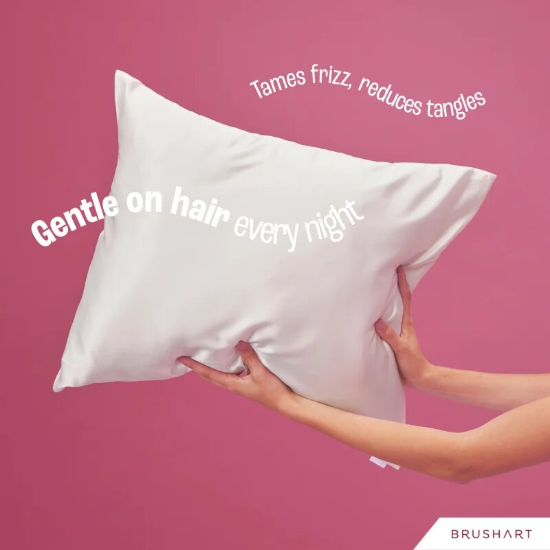 BrushArt Hair Satin pillowcase prevleka za vzglavnik saten Candy Pink 50x60 cm