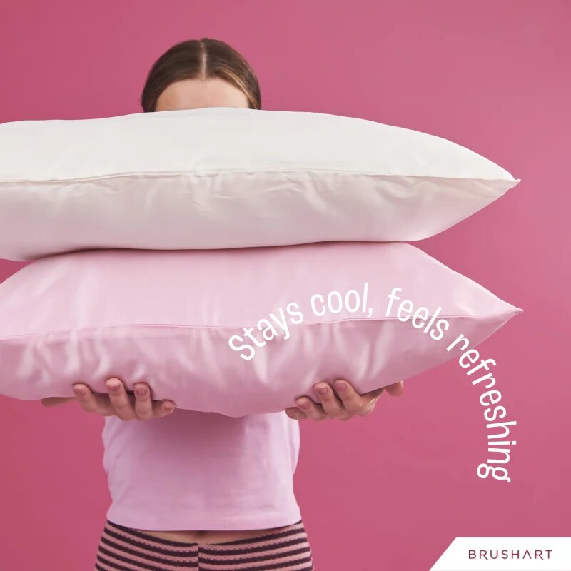 BrushArt Hair Satin pillowcase prevleka za vzglavnik saten Candy Pink 50x60 cm
