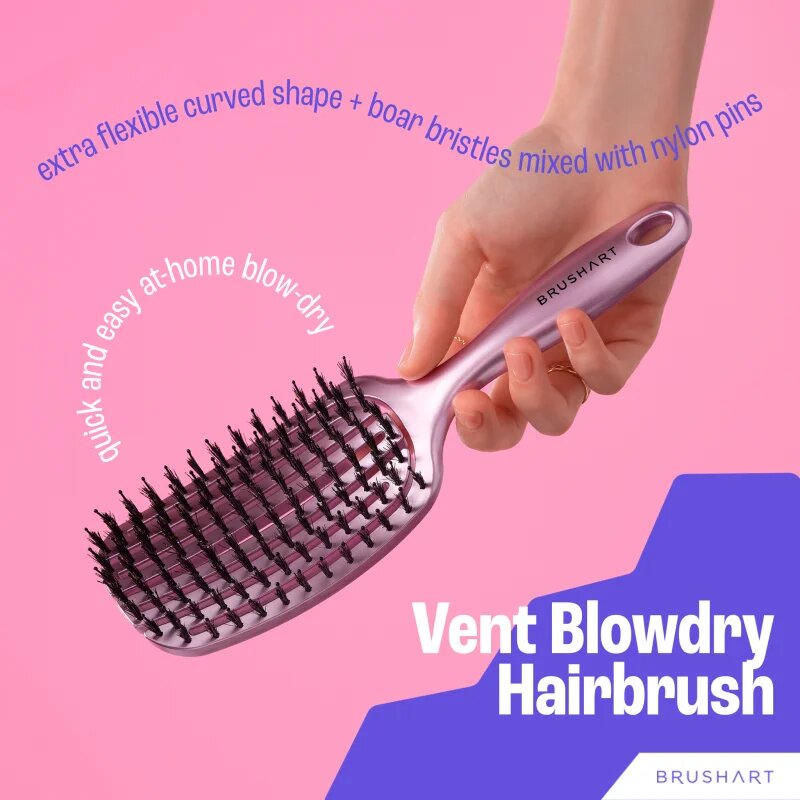 BrushArt Hair Vent blowdry hairbrush with boar bristles krtača za lase z najlonskimi in prašičjimi ščetinami Medium 1 kos