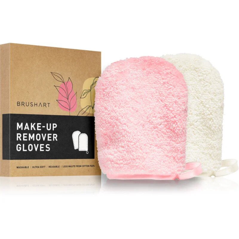BrushArt Home Salon Make-up remover gloves rokavice za odstranjevanje ličil PINK CREAM 2 kos