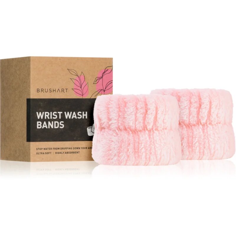 BrushArt Home Salon Wrist wash bands zapestnice proti brizganju vode pri umivanju obraza Pink 2 kos