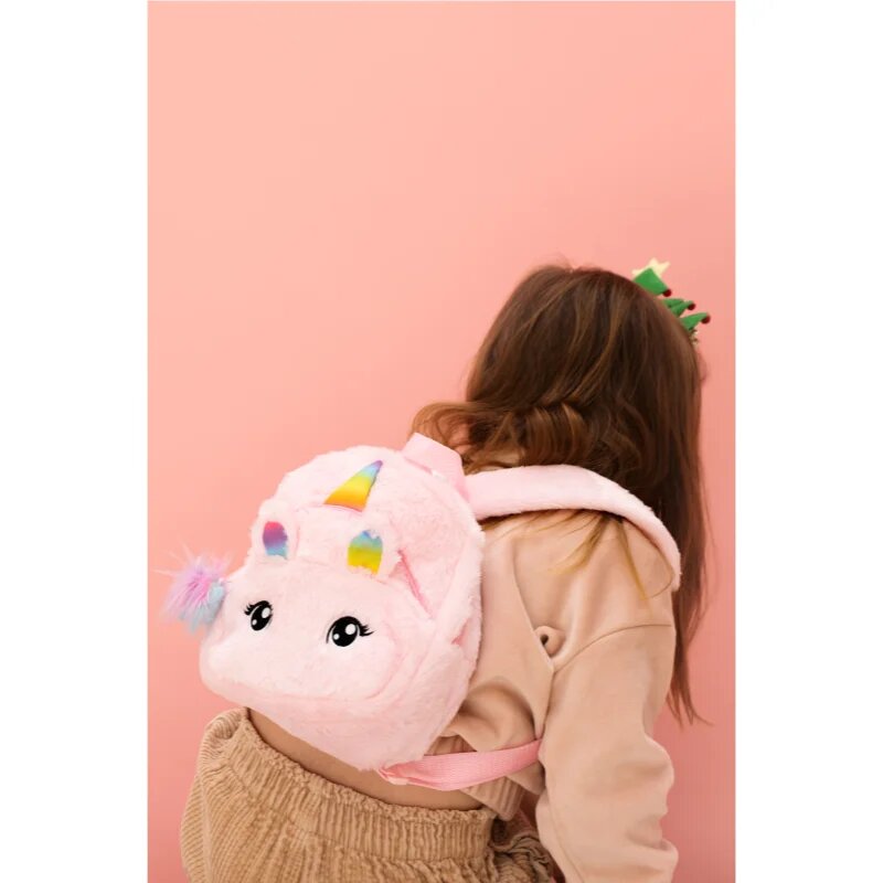 BrushArt KIDS Fluffy unicorn backpack Small otroški nahrbtnik Pink (20 x 23 cm) 1 kos