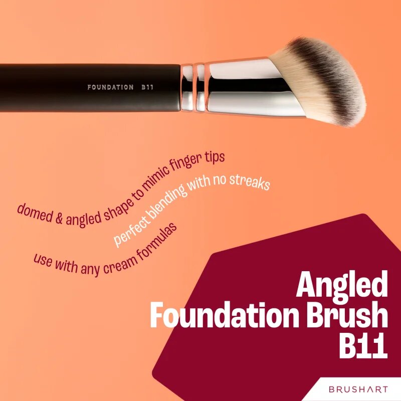 BrushArt Professional B11 Angled foundation brush čopič za make-up B11 1 kos