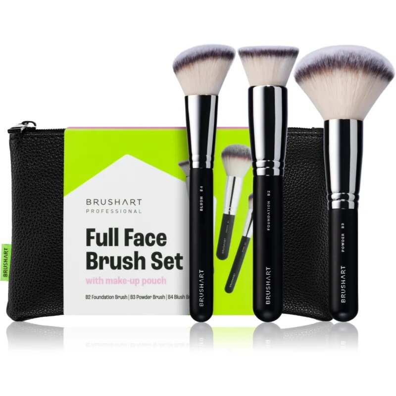 BrushArt Professional Full Face brush set with makeup pouch Set čopičev s torbico Black