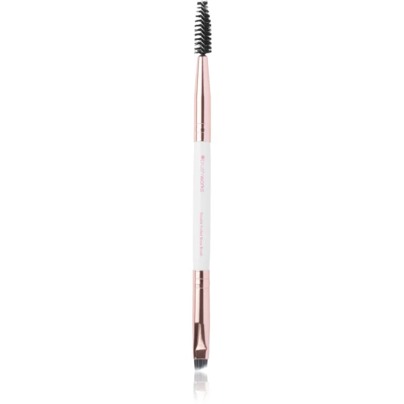 Brushworks Double Ended Brow Brush čopič za oblikovanje obrvi s krtačko 1 kos