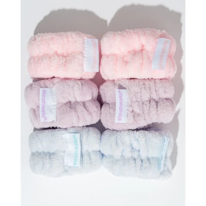 Brushworks Pastel Microfibre Wrist Wash Bands zapestnice proti brizganju vode pri umivanju obraza 6 kos