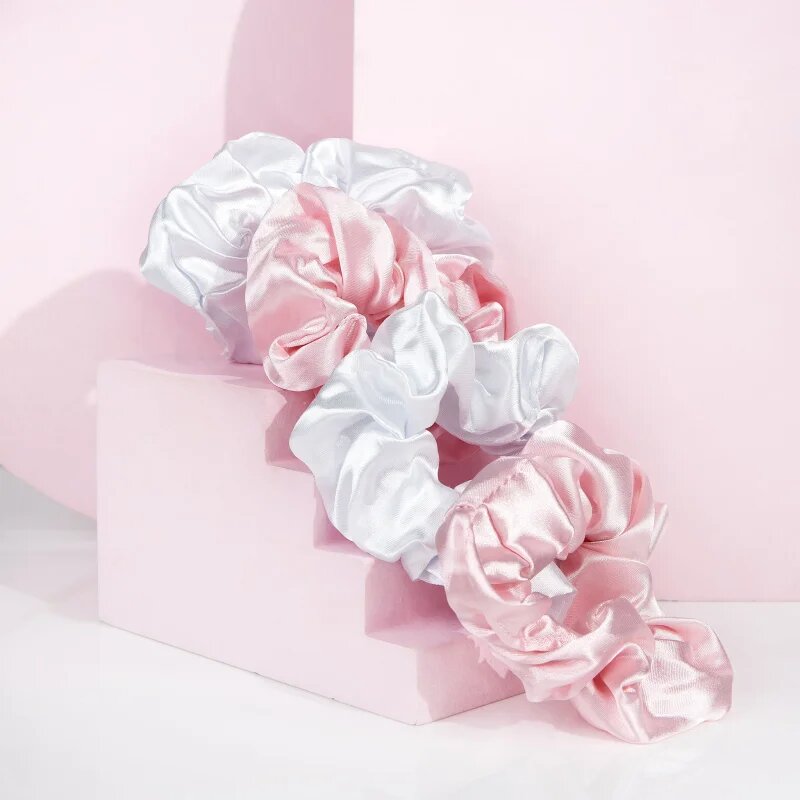 Brushworks Satin Scrunchies Pink & White elastike za lase