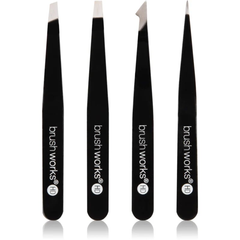 Brushworks The Complete set pincet za obrvi Black 4 kos