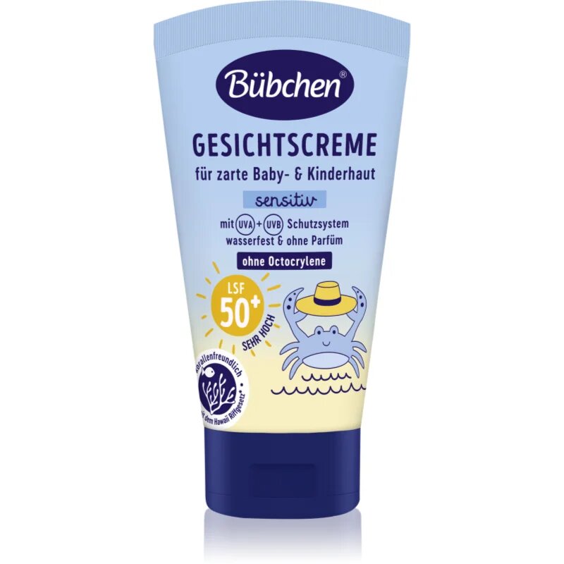 Bübchen Sensitive Sun Protection Face Cream SPF 50+ zaščitna krema za obraz za otroke SPF 50+ 6 m+ 50 ml