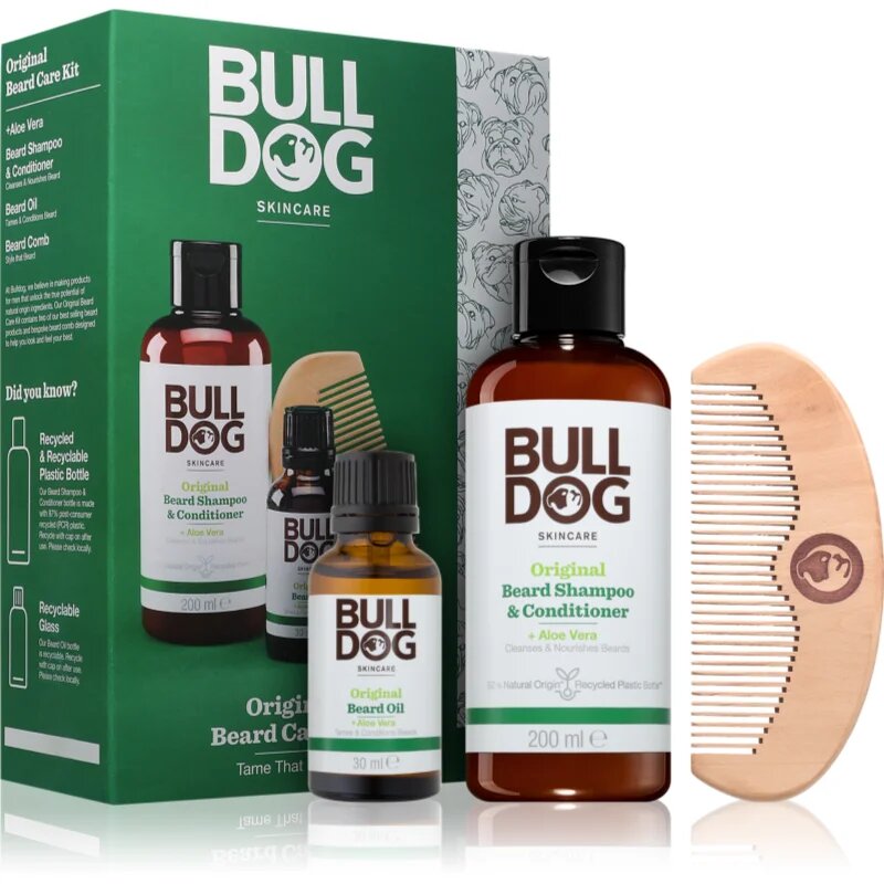 Bulldog Original Beard Care Kit darilni set za moške Peach Wood 104 cm