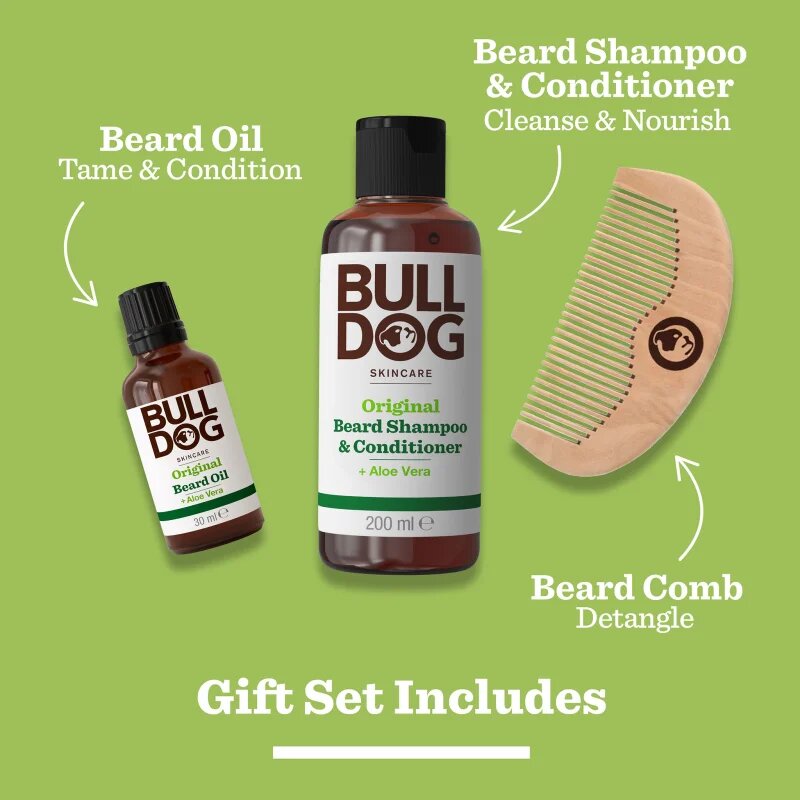 Bulldog Original Beard Care Kit darilni set za moške Peach Wood 104 cm