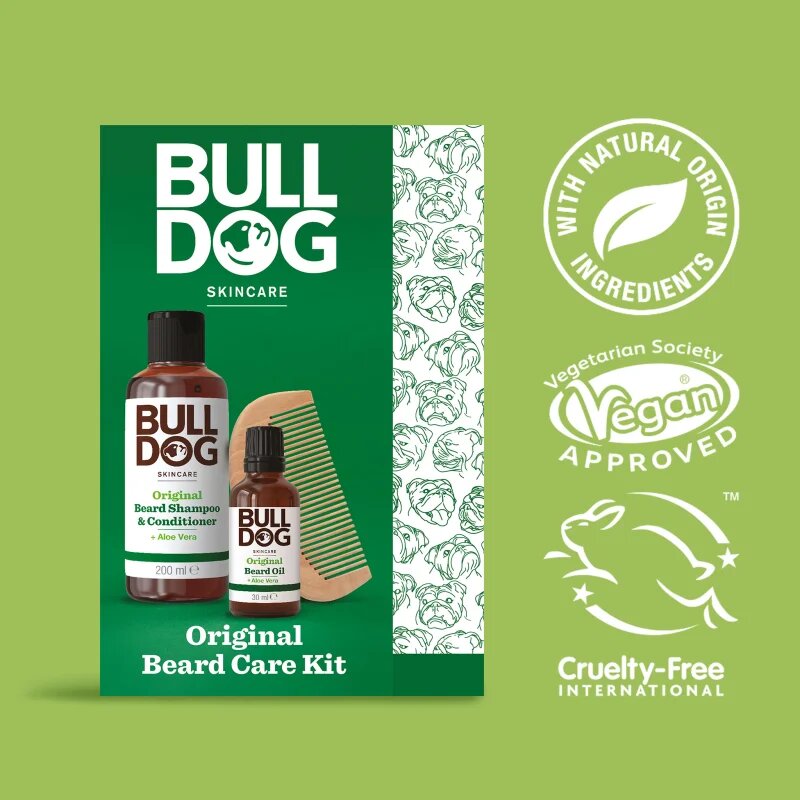Bulldog Original Beard Care Kit darilni set za moške Peach Wood 104 cm
