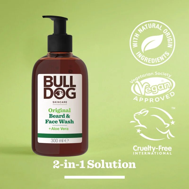 Bulldog Original Beard & Face Wash čistilni gel za moške 2v1 300 ml