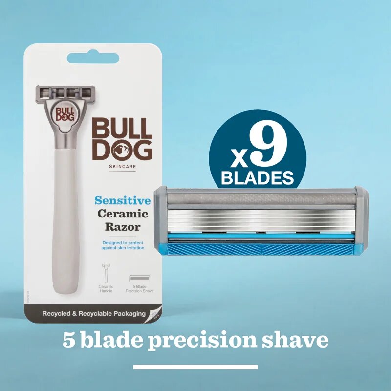 Bulldog Sensitive Ceramic Razor brivnik + nadomestne britvice 9 ks