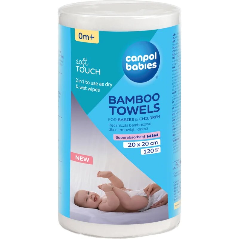 Canpol babies Bamboo Towels brisače za enkratno uporabo 0m+ 20x20 cm 120 kos