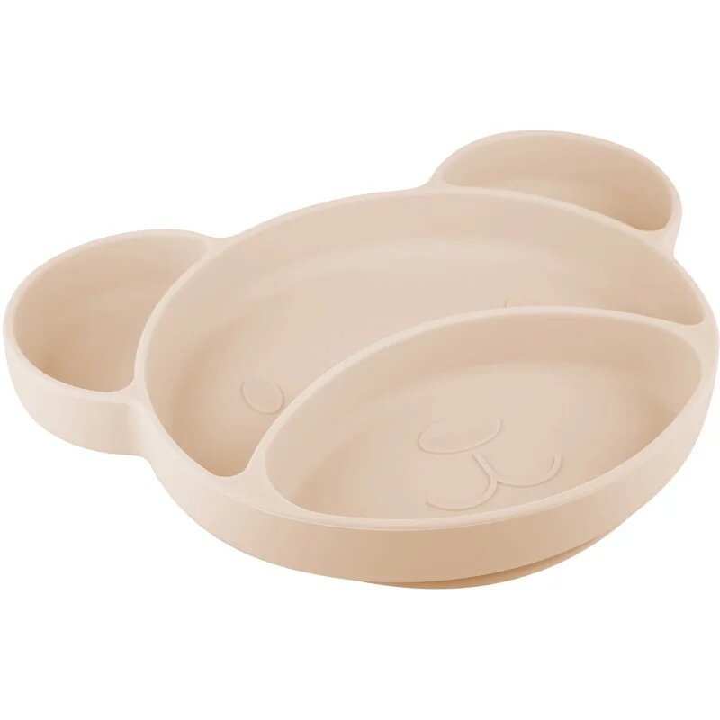 Canpol babies Bear deljeni krožnik s priseskom Beige 1 kos