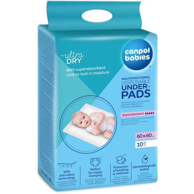 Canpol babies Multifunctional Underpads previjalne podloge za enkratno uporabo 60x60 cm 10 kos