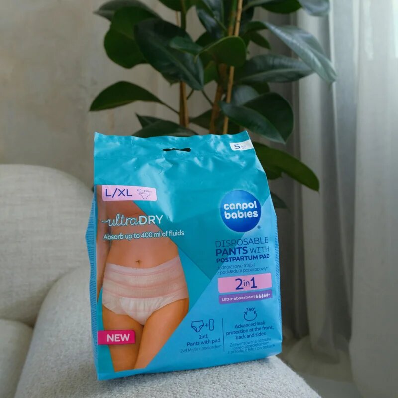 Canpol babies Pants With Postpartum Pad poporodne spodnjice za enkratno uporabo 2v1 L/XL 5 kos