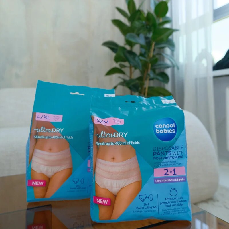 Canpol babies Pants With Postpartum Pad poporodne spodnjice za enkratno uporabo 2v1 L/XL 5 kos
