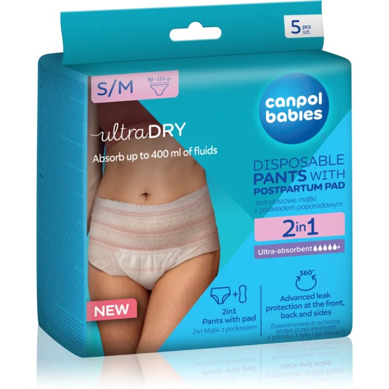 Canpol babies Pants With Postpartum Pad poporodne spodnjice za enkratno uporabo 2v1 S/M 5 kos