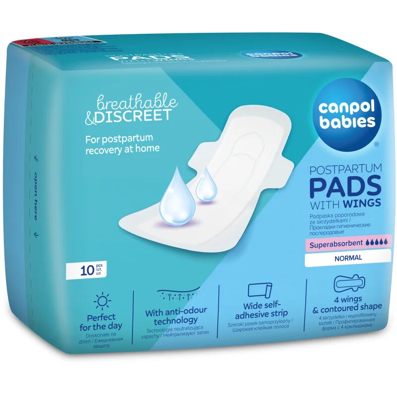 Canpol babies Postpartum Pads With Wings poporodni vložki za dan 10 kos