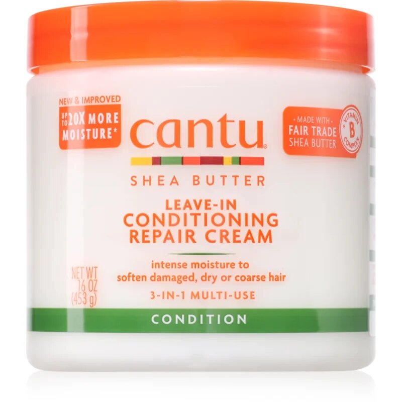 CANTU Shea Butter Leave-In Conditioning Cream balzam brez spiranja za poškodovane lase 453 g