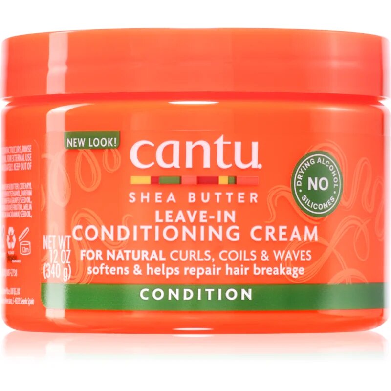 CANTU Shea Butter Leave-In Conditioning Cream balzam brez spiranja za valovite in kodraste lase 340 g