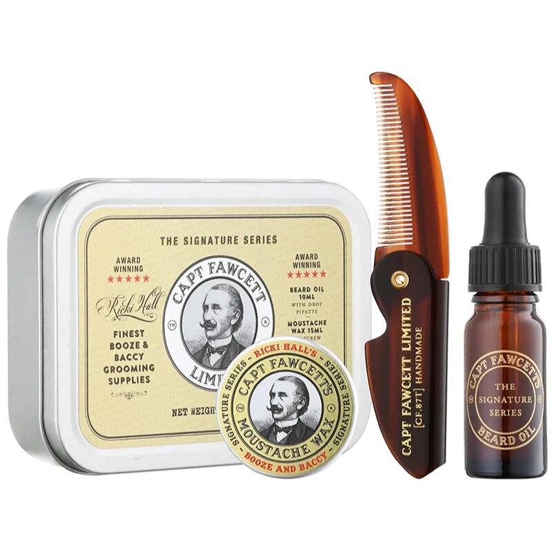 Captain Fawcett Ricki Hall´s Booze & Baccy Grooming Kit darilni set za brado za moške