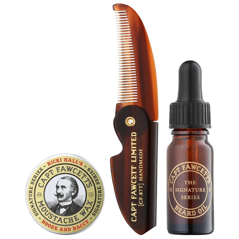 Captain Fawcett Ricki Hall´s Booze & Baccy Grooming Kit darilni set za brado za moške