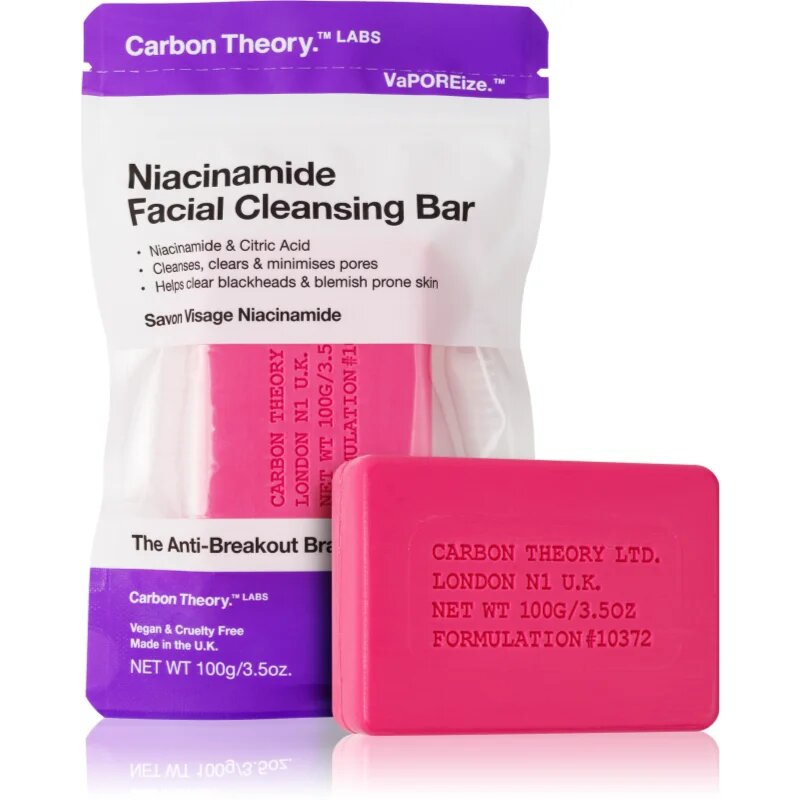 Carbon Theory Facial Cleansing Bar Niacinamide čistilno milo za obraz Pink 100 g