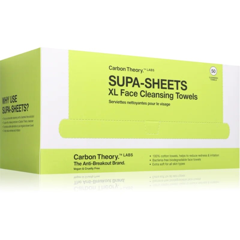 Carbon Theory Supa-Sheets XL Facial Cleansing Towels čistilni robčki za odstranjevanje ličil 50 kos
