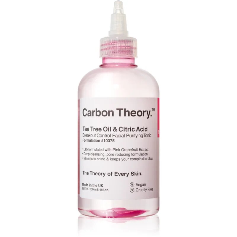 Carbon Theory Tea Tree Oil & Citric Acid globinsko čiístilni tonik za problematično kožo akne 250 ml