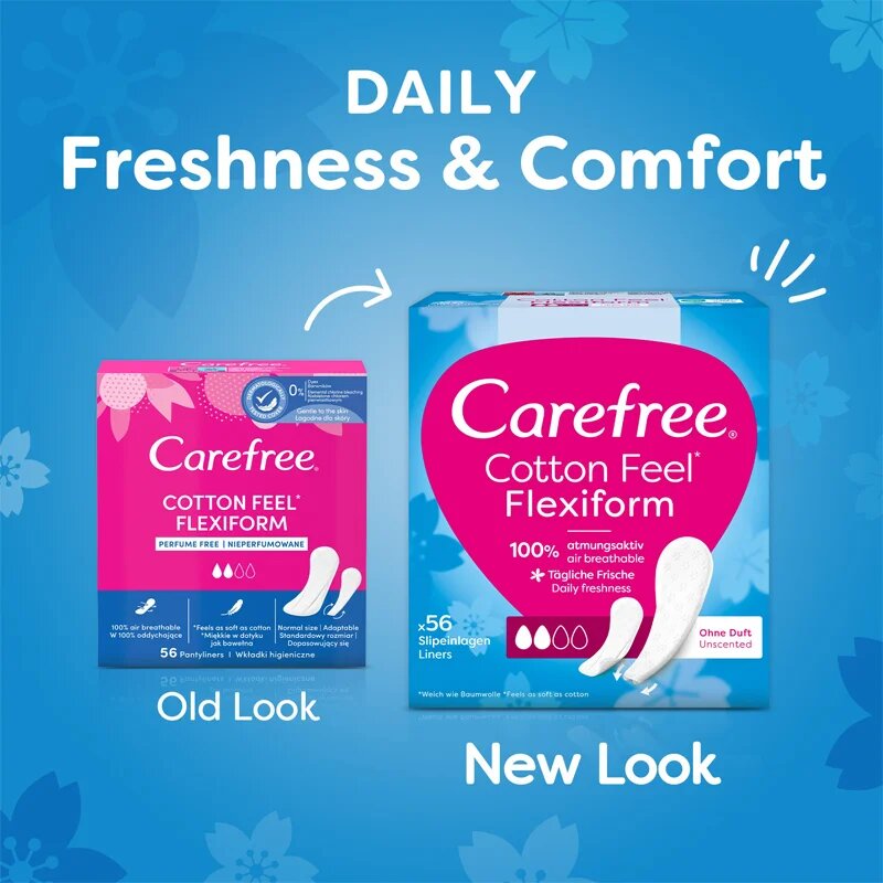 Carefree Cotton Flexiform dnevni vložki brez dodanih dišav 56 kos