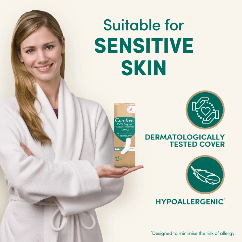 Carefree Organic Cotton Long dnevni vložki 24 kos