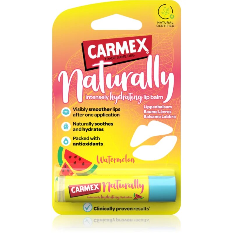 Carmex Naturally Watermelon vlažilni balzam za ustnice v paličici 4.25 g