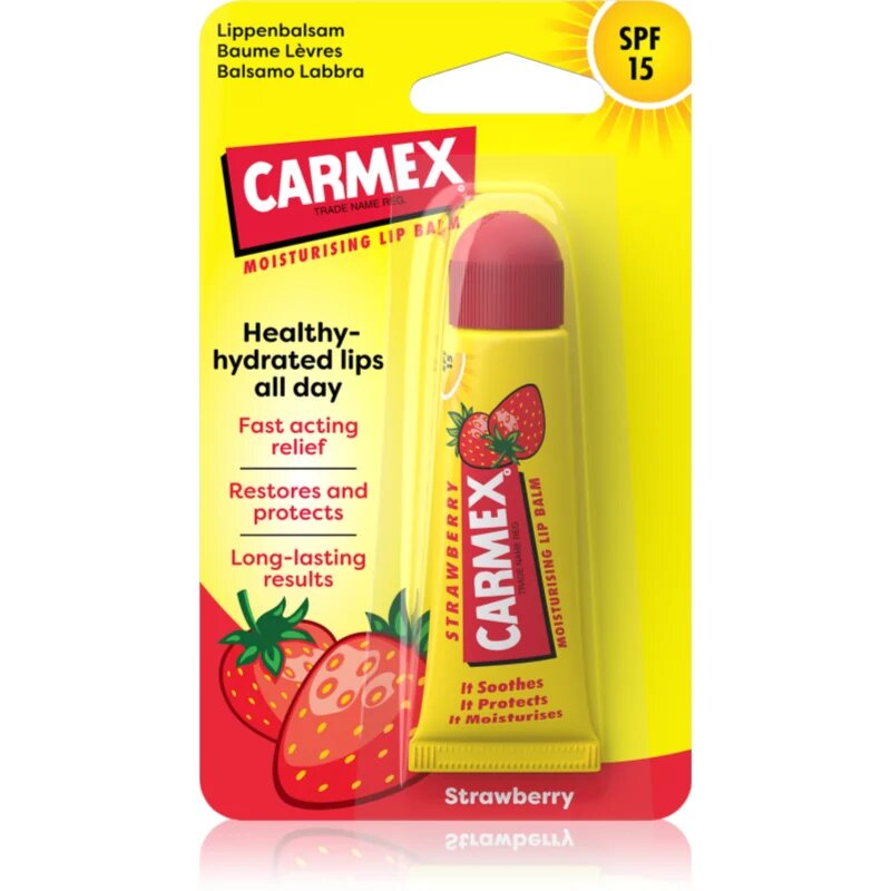 Carmex Strawberry balzam za ustnice v tubi SPF 15 10 g