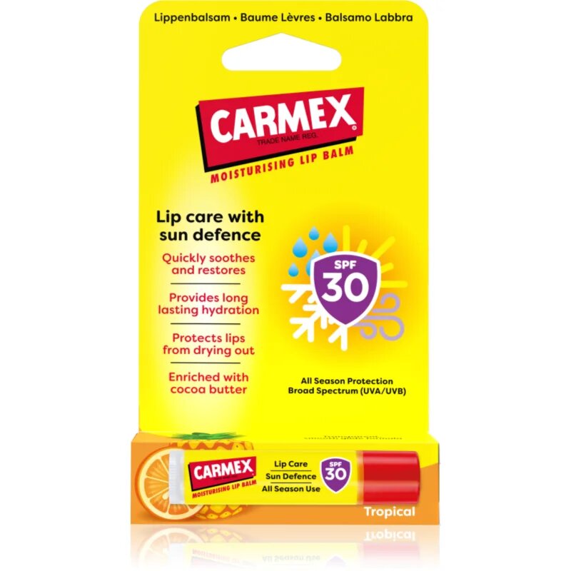 Carmex Tropical Sun Defense zaščitni balzam za ustnice SPF 30 425 g