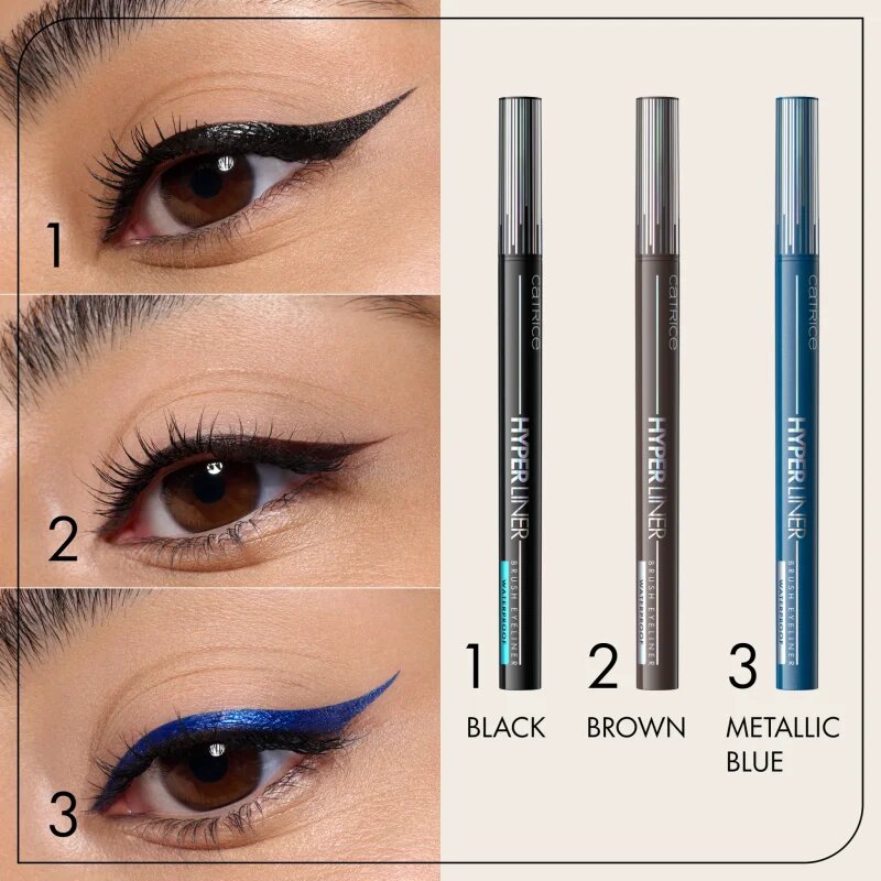 Catrice Hyper Liner Brush Eyeliner dolgoobstojno vodoodporno črtalo za oči odtenek 010 Ever Black 0.52 ml