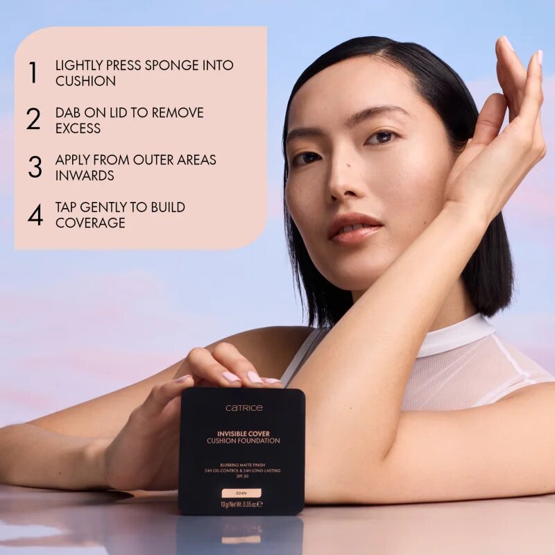 Catrice Invisible Cover Cushion Foundation matirajoči tekoči puder v gobici SPF 30 odtenek C024N 10 g