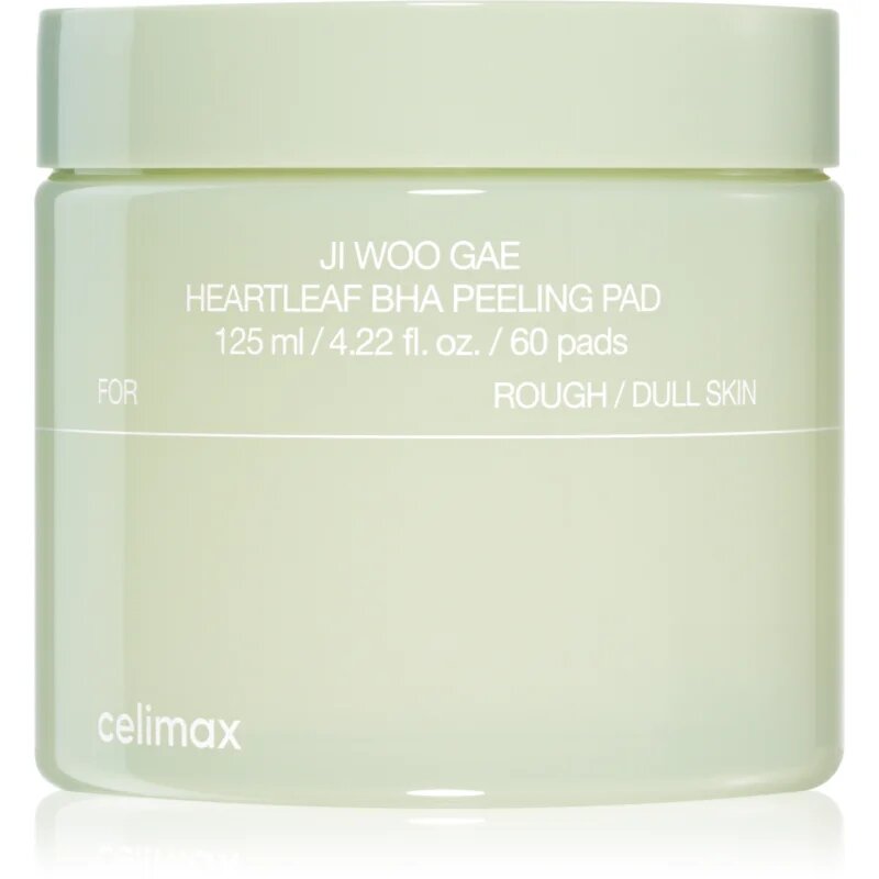 celimax Ji Woo Gae Heartleaf BHA Peeling Pad eksfoliacijske blazinice s pomirjajočim učinkom 60 kos