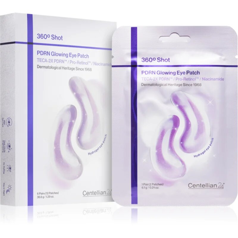 Centellian24 360º Shot PDRN Glowing Eye Patch gelaste blazinice za učvrstitev kože za pod oči proti oteklinam 12 kos