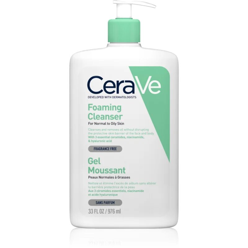 CeraVe Cleansers Foaming Cleanser čistilni penasti gel za normalno do mastno kožo 976 ml