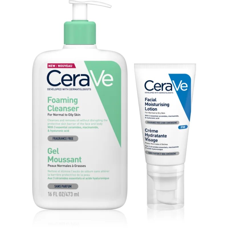 CeraVe Cleansers Foaming Cleanser set za normalno do mastno kožo