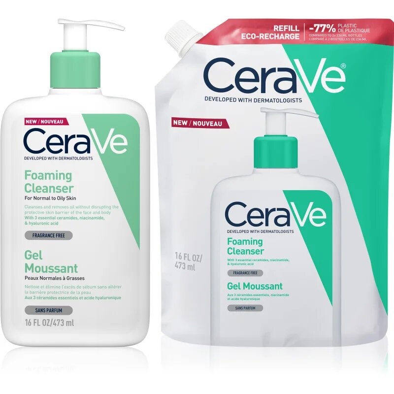 CeraVe Cleansers Foaming Cleanser set za normalno do mastno kožo