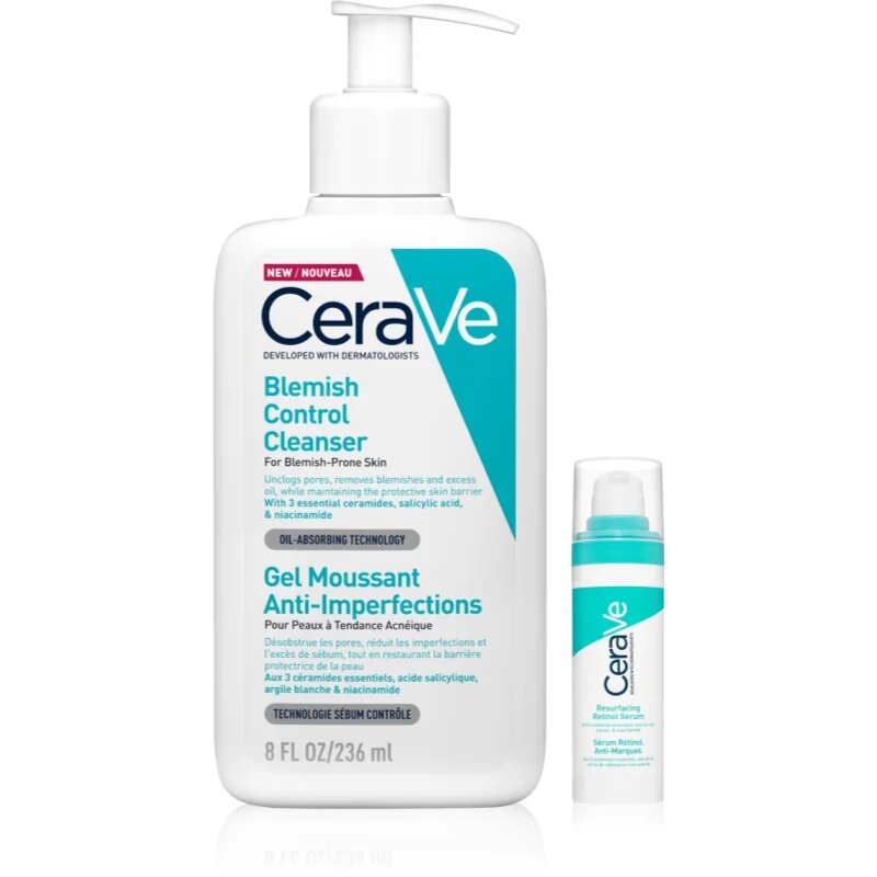 CeraVe Control Cleanser & Retinol Serum Duo kompleksna nega proti nepravilnostim na aknasti koži