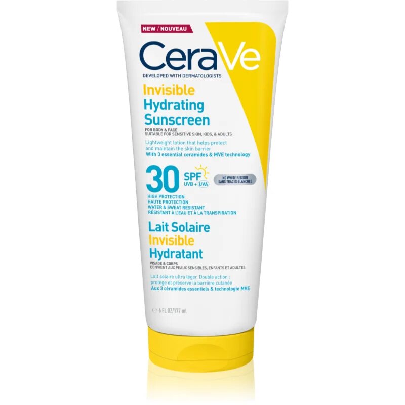 CeraVe Invisible Hydrating Sunscreen SPF 30 losjon za sončenje za obraz in telo SPF 30 177 ml