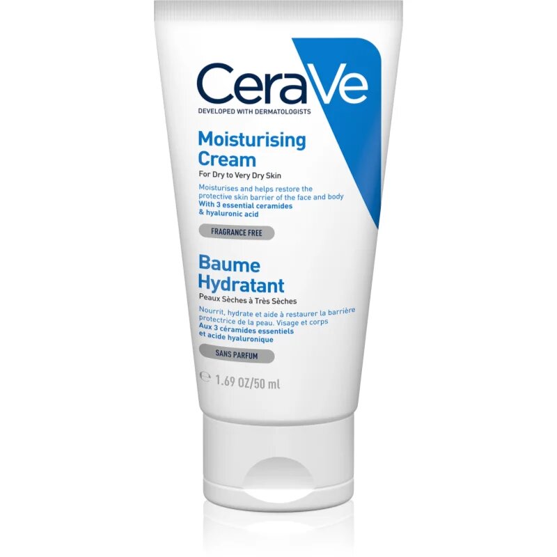 CeraVe Moisturizers vlažilna krema za obraz in telo za suho do zelo suho kožo 50 ml